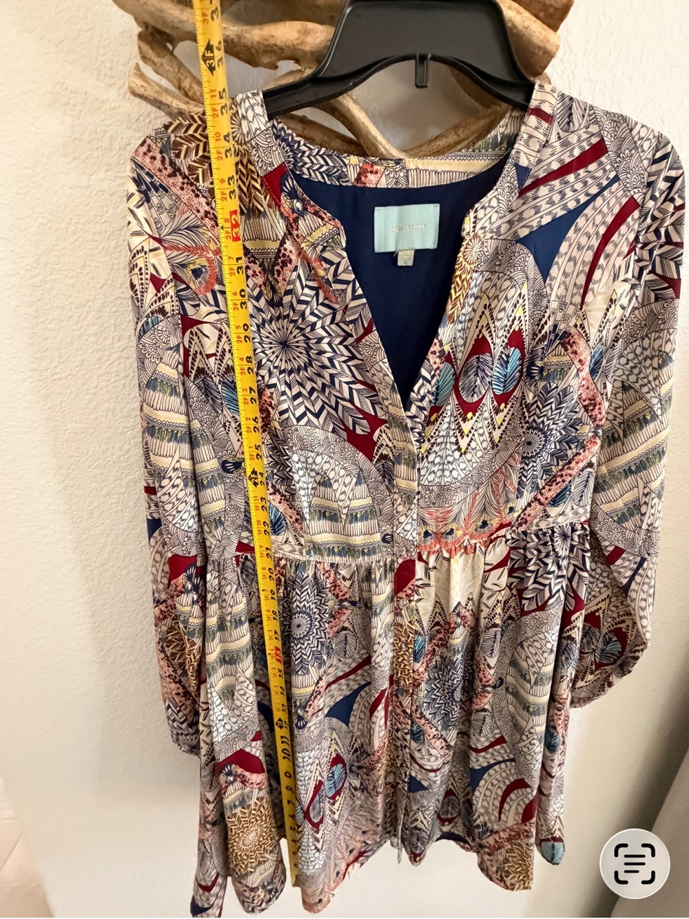 Skies are blue V-Neck Boho western Tunic Dress sz M